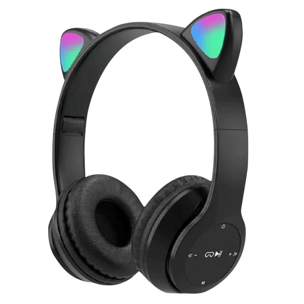 Wireless Headphones Cat Ear Gaming Headset Glow Light Bluetooth-Compatible Helmets Stereo Bass Sports Headphones for PC Phone My Value Mart