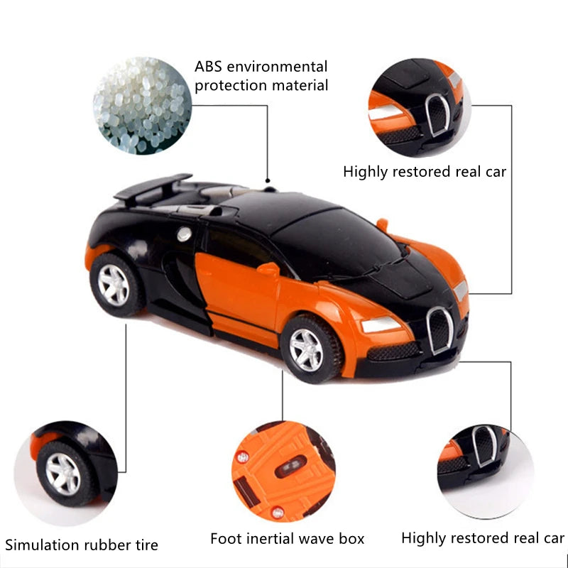 One Click Automatic Collision Deformation Robot Boy Gift Dual Form Toy Car Father Son Interactive Model Car Sertex