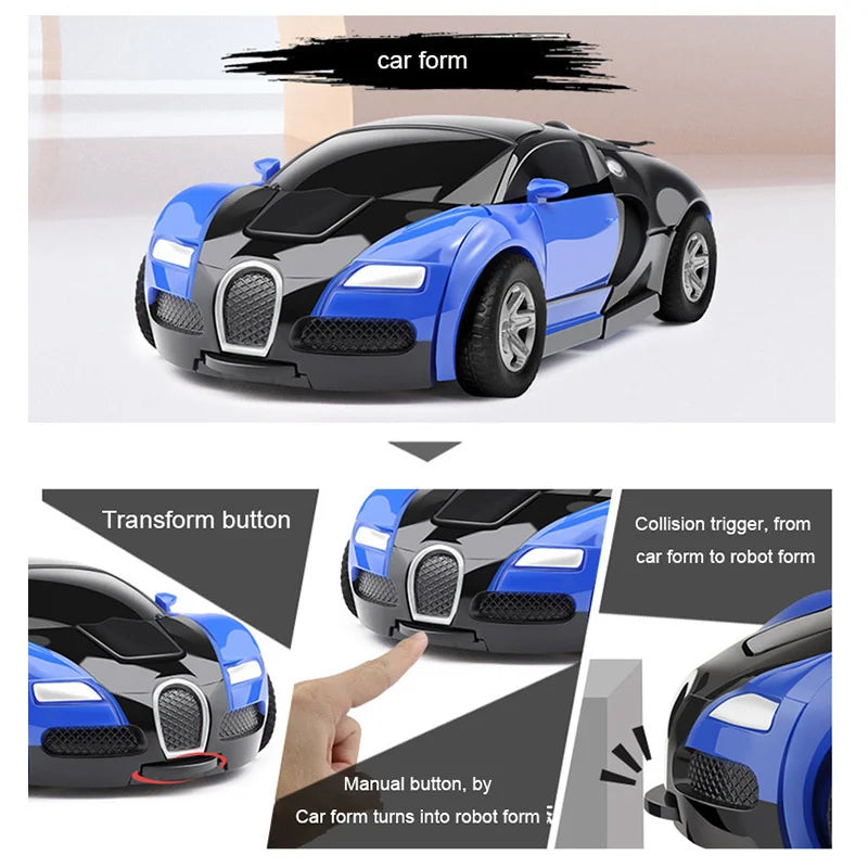 One Click Automatic Collision Deformation Robot Boy Gift Dual Form Toy Car Father Son Interactive Model Car Sertex