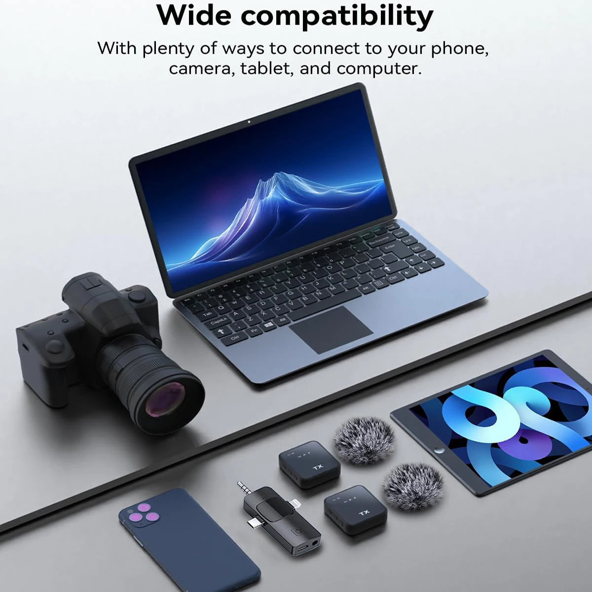 3in1 Wireless Lavalier Microphone for Camera,iPhone,Android,Microphone for Video Recording Recording Podcast Noise Reduction mic Sertex