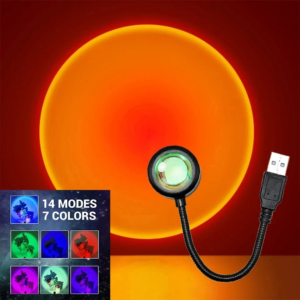 LED Sunset Lamp Nightlights USB Projector Birthday Party Decoration Mood Lights For Bedroom Living Room Wall Photography Sertex