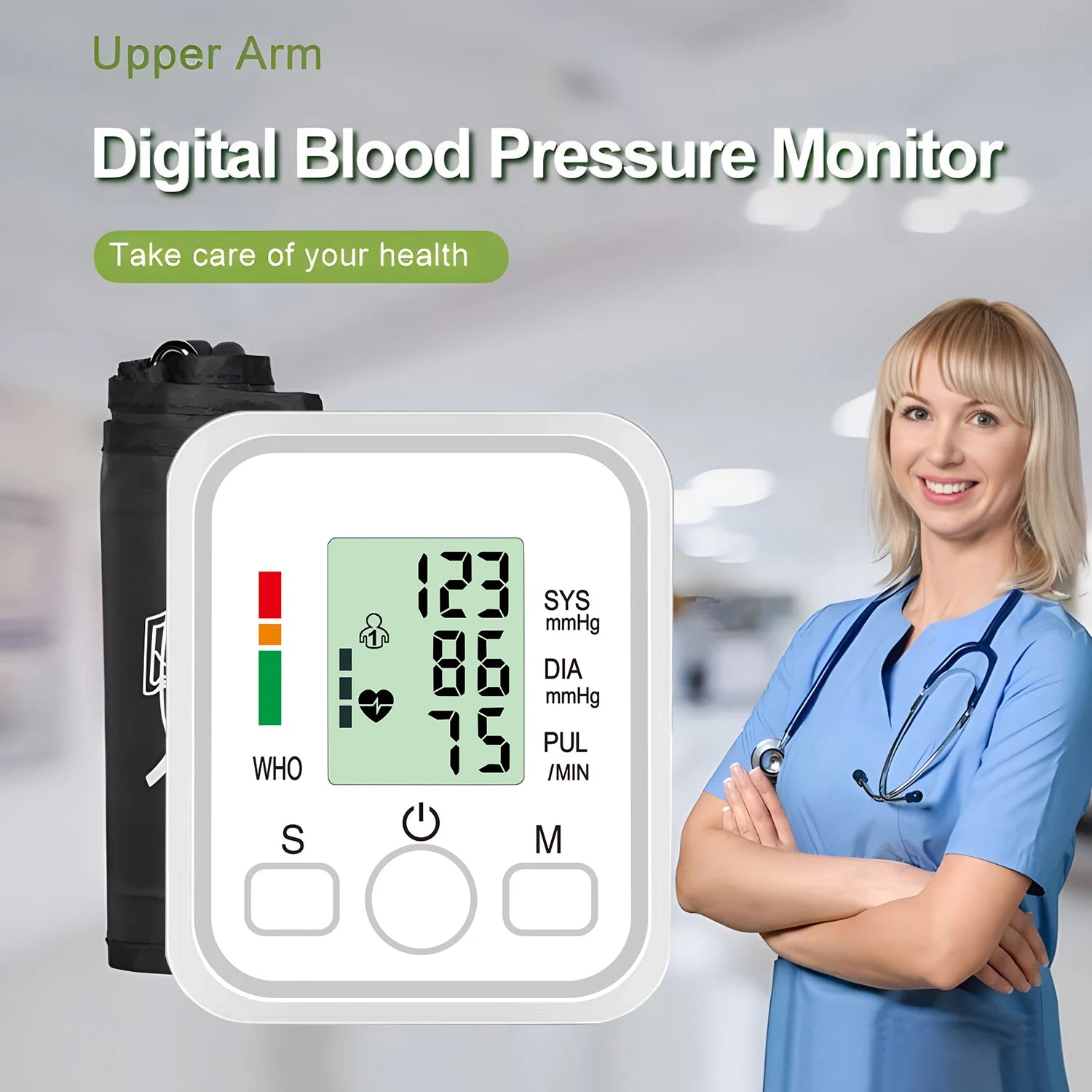 Blood Pressure Test Kit BP Monitor Upper Arm Automatic Tonometer Digital Sphygmomanometer Pulse Medical Device Sertex
