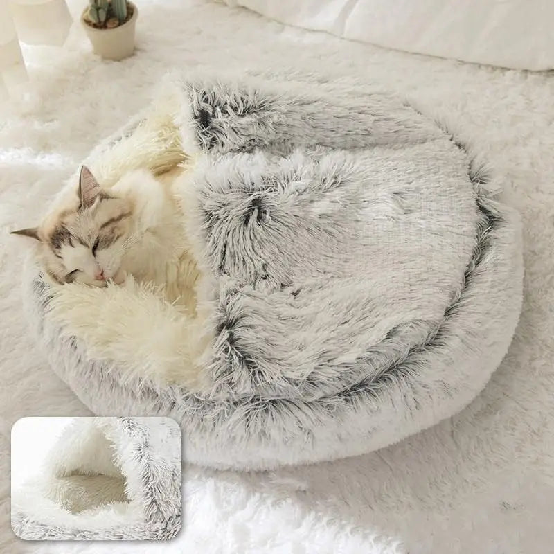 Cozy Plush Pet Bed: 2-in-1 Cave for Cats & Small Dogs Sertex