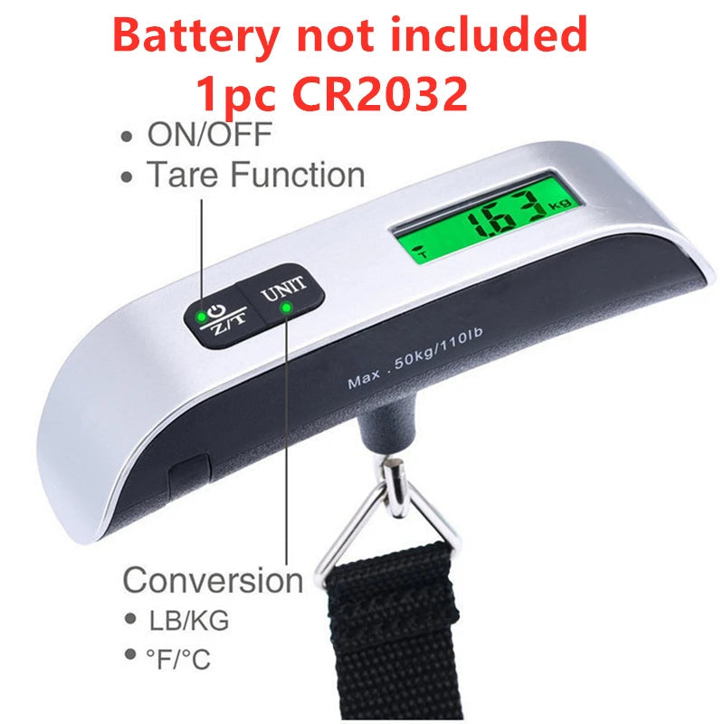 Portable Scale Digital LCD Display 110lb/50kg Electronic Luggage Hanging Suitcase Travel Weighs Baggage Bag Weight Balance Tools Sertex