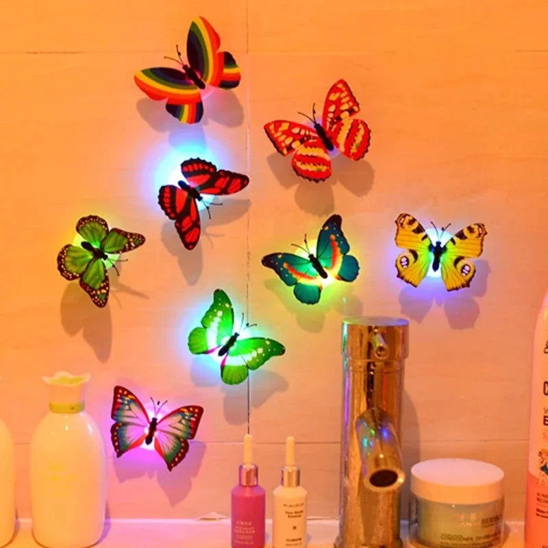 Ranpo Hot Butterfly Night Light Creative Funny Colorful Glowing Butterfly Light Stickable Diy LED House Decorative Wall Lights Sertex