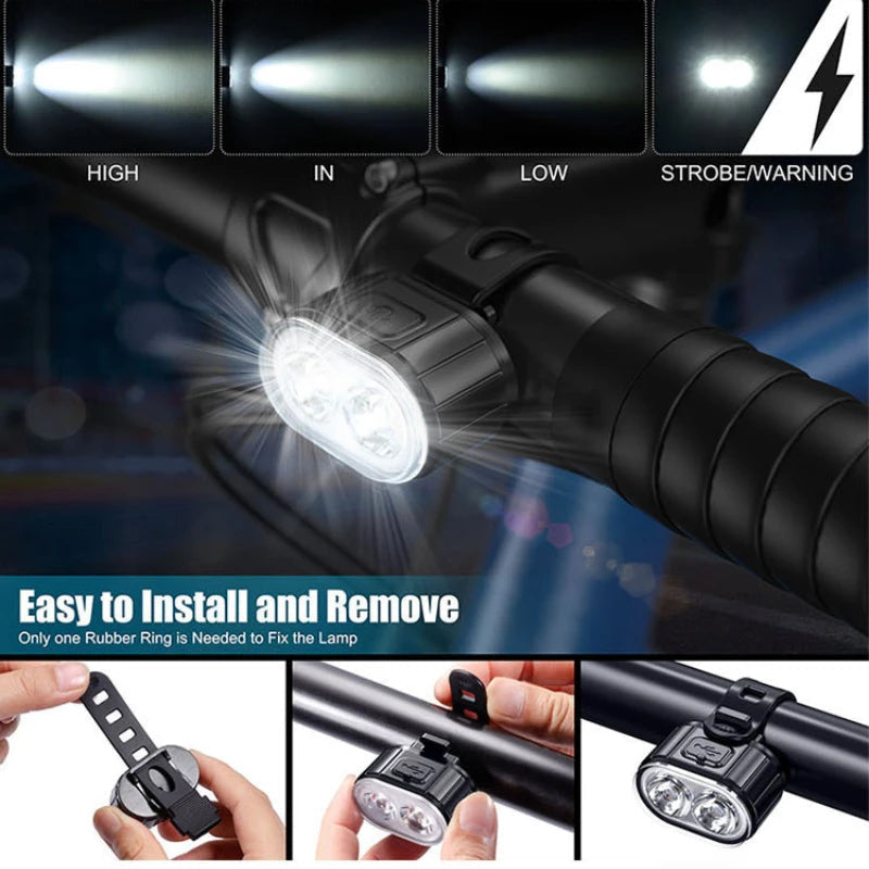 Cycling Bicycle Front Rear Light Set Bike USB Charge Headlight Light MTB Waterproof Taillight LED Lantern Bicycle Accessories Sertex