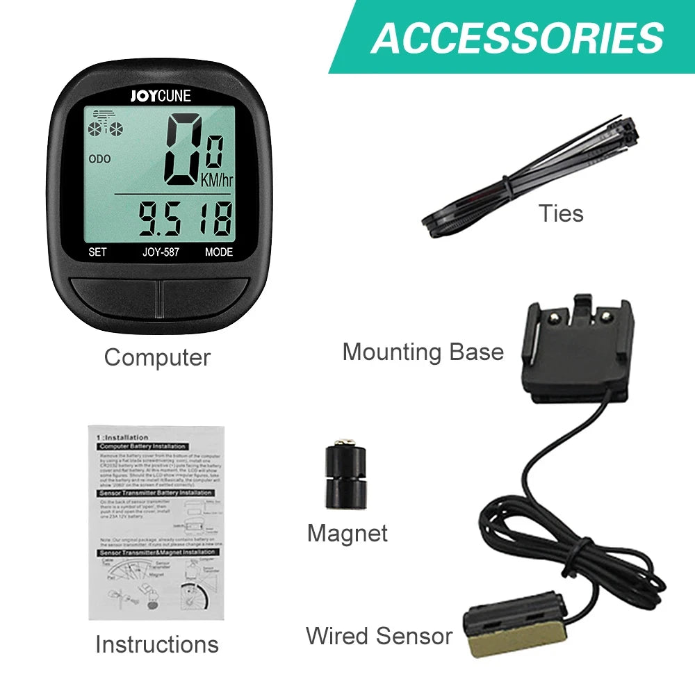 Bike Computer Bicycle Waterproof Wired Speedometer and Odometer Stopwatch Cycle Bike Computer with LED Display for Cycle Match Sertex