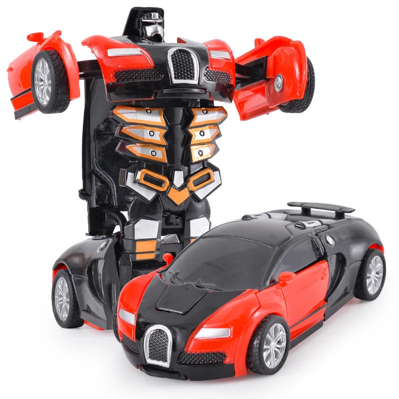 One Click Automatic Collision Deformation Robot Boy Gift Dual Form Toy Car Father Son Interactive Model Car Sertex