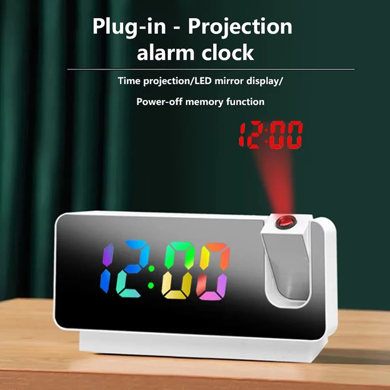 Projection Alarm Clock Desk Clock with Large Color LED Display Rotatable Ceiling/Wall Projector for Bedroom Office Bathroom Sertex