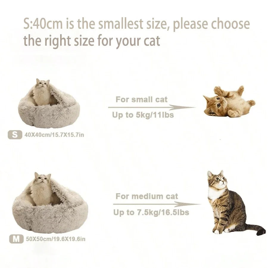 Cozy Plush Pet Bed: 2-in-1 Cave for Cats & Small Dogs Sertex