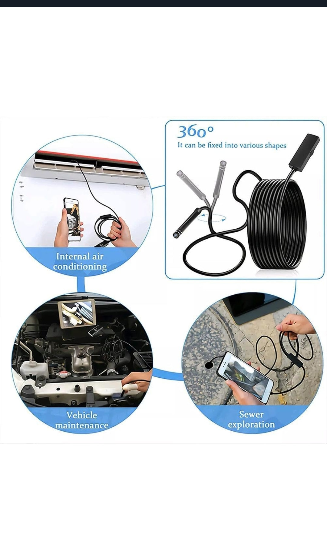 7.0MM TYPE-C Endoscope Camera IP67 Waterproof 6 Leds Adjustable USB Android Flexible Inspection Borescope Cameras for Phone PC Sertex