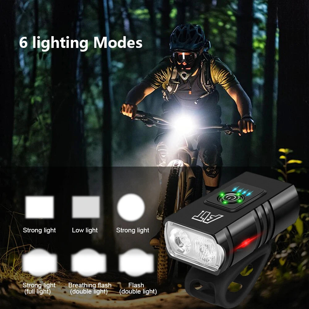 LED Bicycle Front Light Type-C Rechargeable Bicycle Headlight MTB Road Bike Headlamp Easy to Install Cycling Accessories Sertex