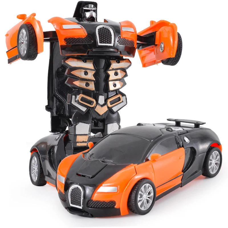 One Click Automatic Collision Deformation Robot Boy Gift Dual Form Toy Car Father Son Interactive Model Car Sertex