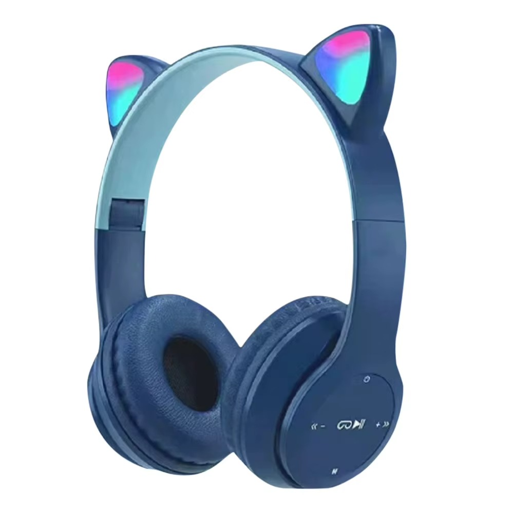 Wireless Headphones Cat Ear Gaming Headset Glow Light Bluetooth-Compatible Helmets Stereo Bass Sports Headphones for PC Phone My Value Mart