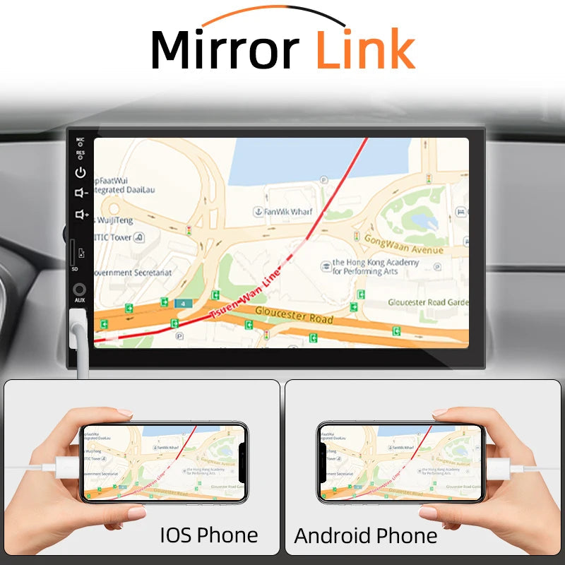7“ Car Radio 1 Din Carplay Android Auto Multimedia Player HD Touch Screen FM AUX Input Bluetooth MirrorLink Universal Autoradio Sertex