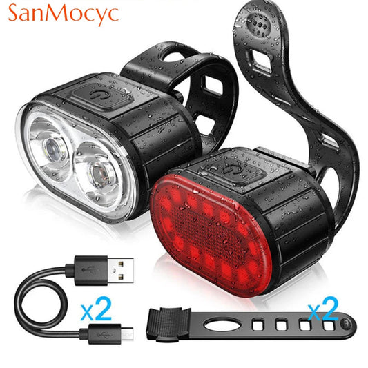 Cycling Bicycle Front Rear Light Set Bike USB Charge Headlight Light MTB Waterproof Taillight LED Lantern Bicycle Accessories Sertex