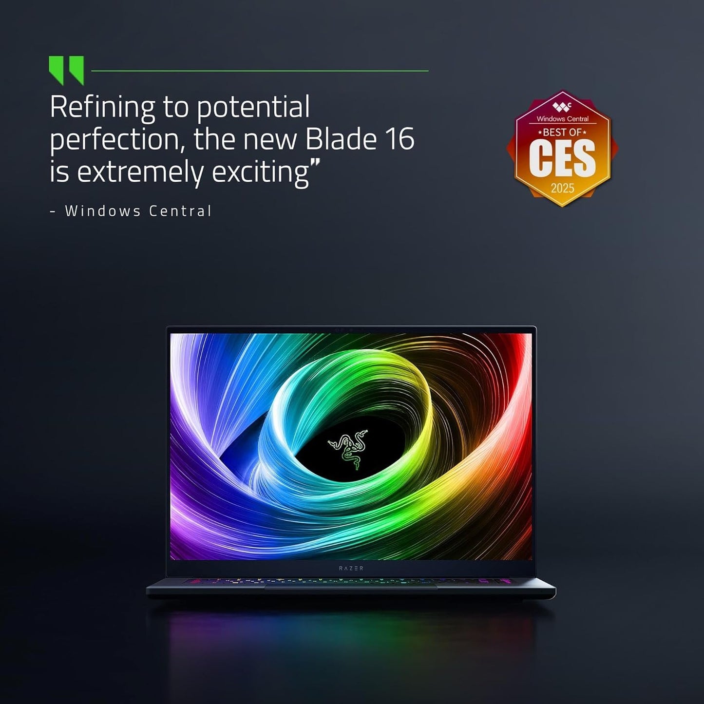 Blade 16 (2025) - 16 Inch AI Gaming Laptop - NVIDIA Geforce RTX 5080 - AMD Ryzen AI 9 365-16" QHD+ 240Hz OLED Display - 32GB LPDDR5X 8000 Mhz - 1TB SSD - Uk-Layout | Black