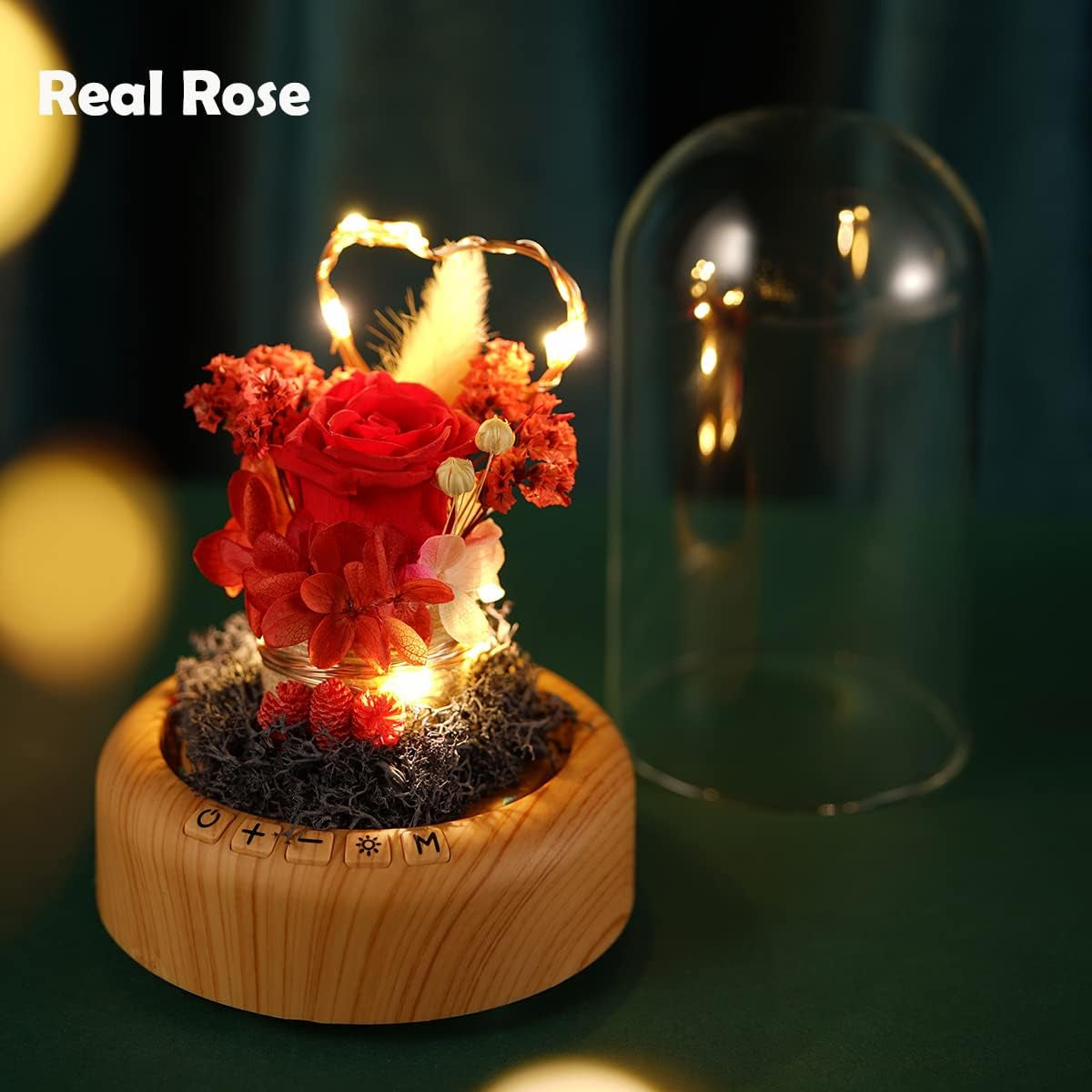 Mother'S Day Red Rose Night Light Real Eternal Rose in Glass Dome, Preserved Rose Flower Lamp with Speaker,Forever Flowers Gift for Mom, Wife, Girlfriend on Mother'S Day