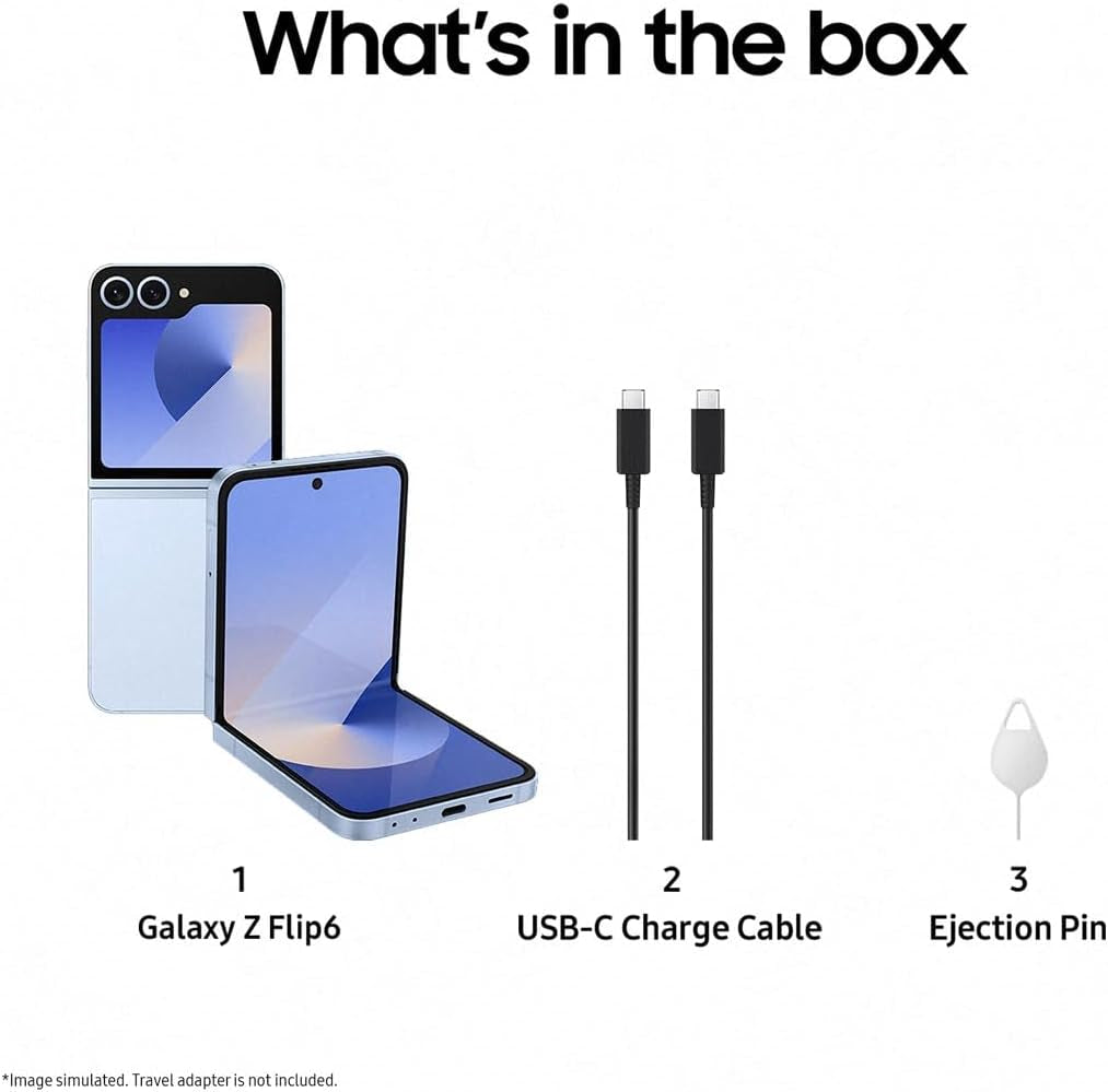 Galaxy Z Flip6 AI Smartphone, Unlocked Android Smartphone, 256GB Storage, 50MP Camera, Blue, 3 Year Manufacturer Extended Warranty (UK Version)