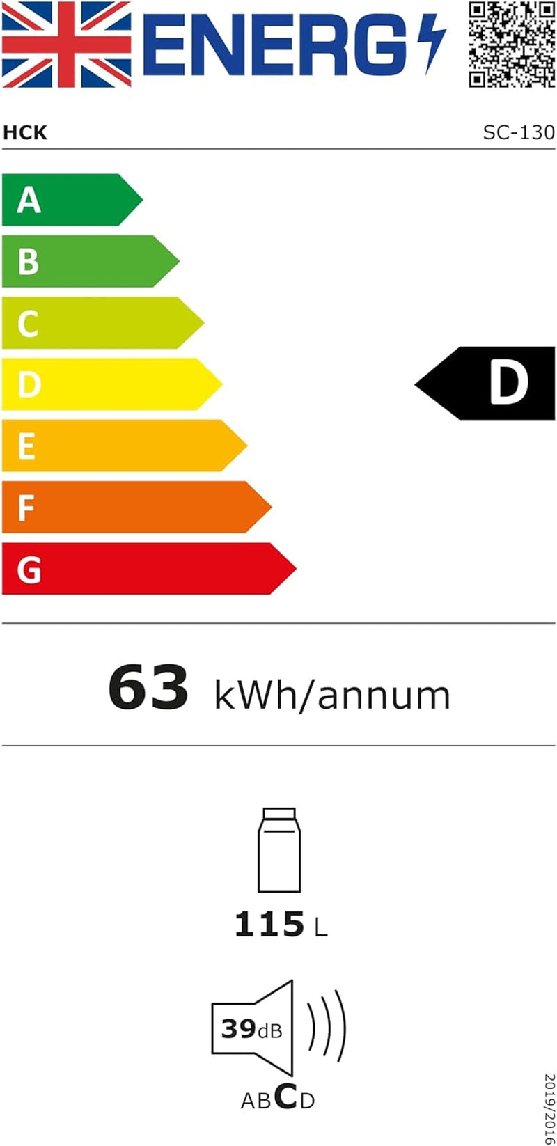 Beer Fridge 115L Freestanding Beverage Refrigerator with Double Glazed Glass Door, Temperature from 0 to 10℃, Energy Class D