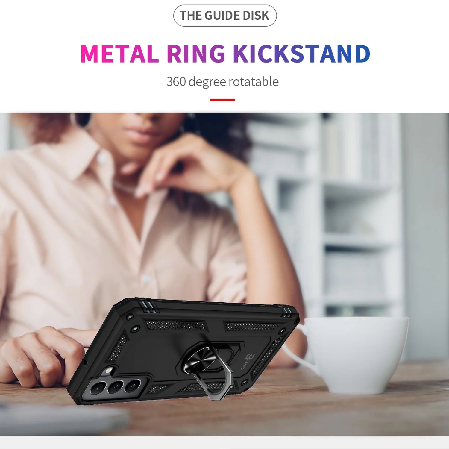 for Samsung Galaxy S22 plus Ring Case, Kickstand Rugged Phone Cover Magnetic Car Mount Compatible - Black