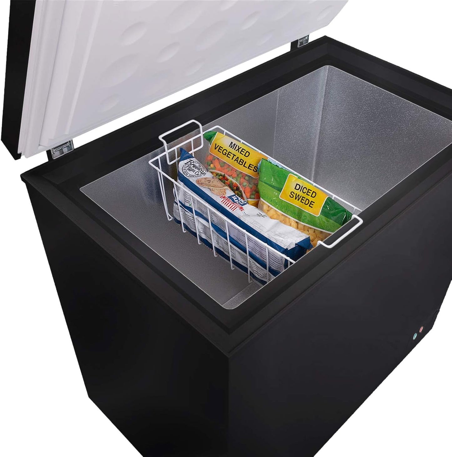 CHF200B-AMZ1 Black Freestanding Large Chest Freezer, 201L Capacity, 89.5Cm Wide, 4* Freezer Rating, 7 Temperature Settings, E Rated, 2 Years Parts and Labour Guarantee