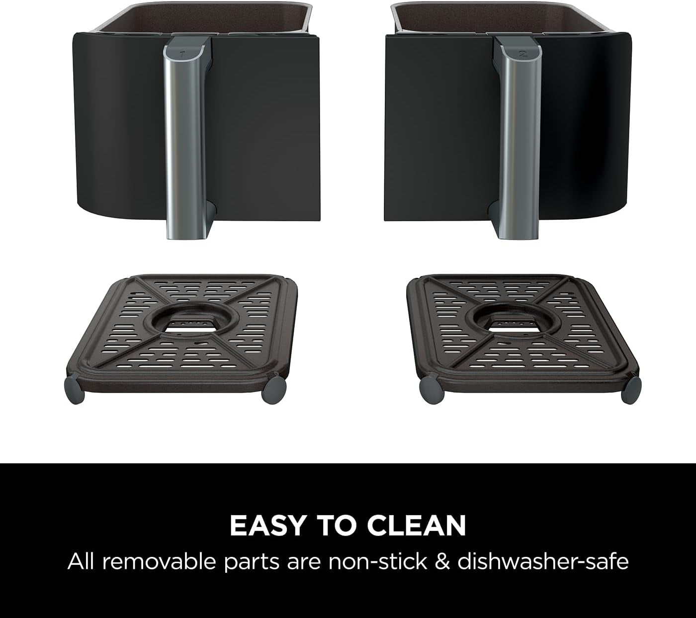 Foodi Dual Zone Digital Air Fryer, 2 Drawers, 7.6L, 6-In-1, Uses No Oil, Air Fry, Max Crisp, Roast, Bake, Reheat, Dehydrate, Cooks 4-6 Portions, Non-Stick, Dishwasher Safe Baskets, Black AF300UK