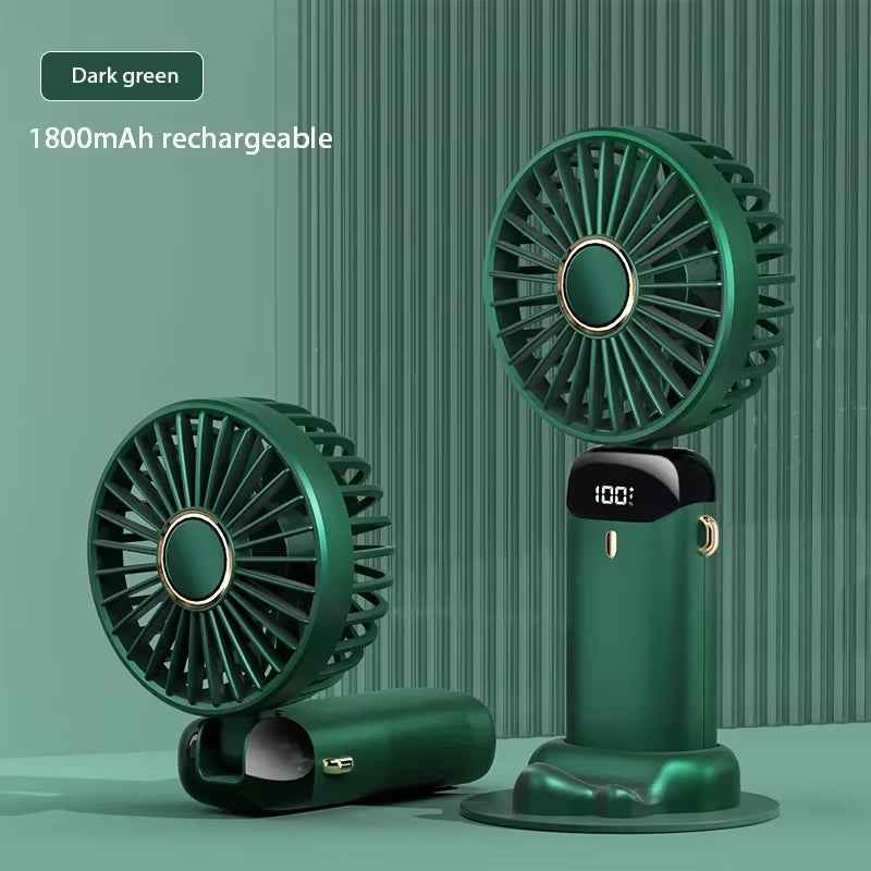 Handheld Mini Fan Foldable Portable Neck Hanging Fans 5 Speed USB Rechargeable Fan with Phone Stand and Display Screen 1800Mah