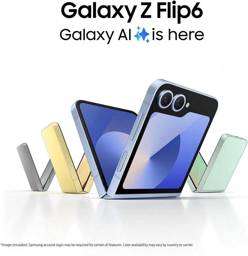 Galaxy Z Flip6 AI Smartphone, Unlocked Android Smartphone, 256GB Storage, 50MP Camera, Blue, 3 Year Manufacturer Extended Warranty (UK Version)