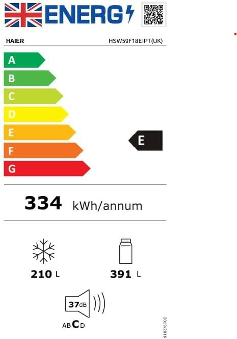 SBS 90 Series 5 Freestanding American Fridge Freezer with Water & Ice Dispenser, Side by Side, Total No Frost, E Class, 601L Total Capacity, Hon App, Slate Black, 91X73X177.5 Cm - HSW59F18EIPT