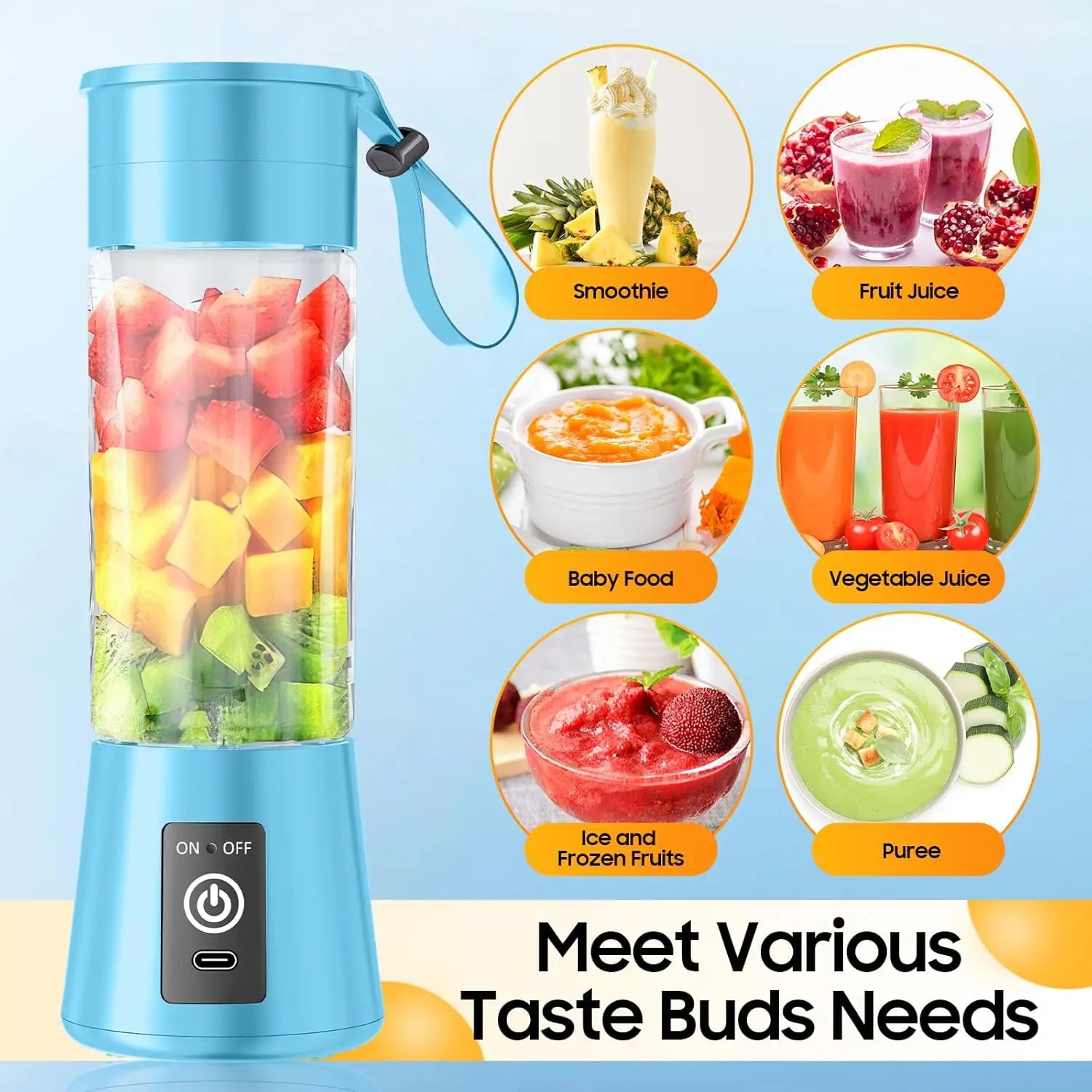 380Ml Household Juice Mixer Mini Electric Juicer USB Rechargeable Smoothie Smoothie Shake Mixer Outdoor Picnic Portable Juicer
