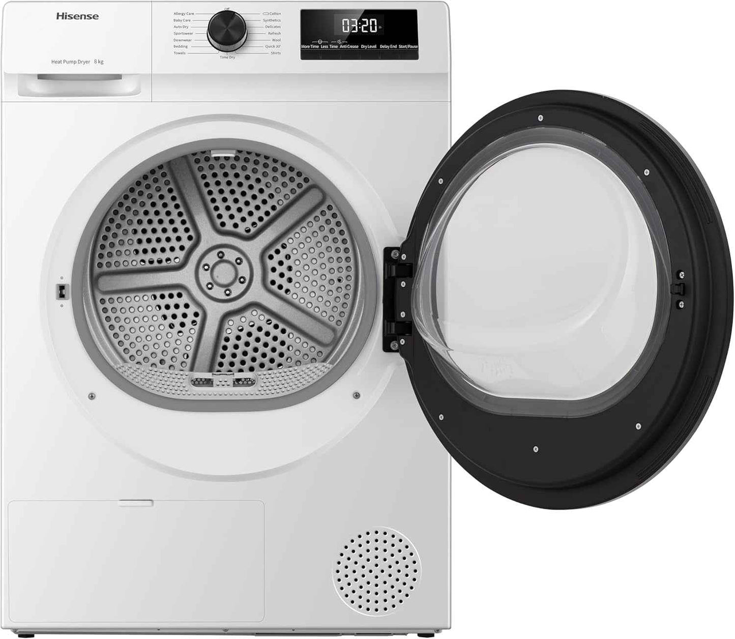 DH1Q802BW2 60Cm Freestanding 8 KG Heatpump Front Load Tumble Dryer, 16 Programmes, Auto Dry, Steam Refresh, Allergy Care - White
