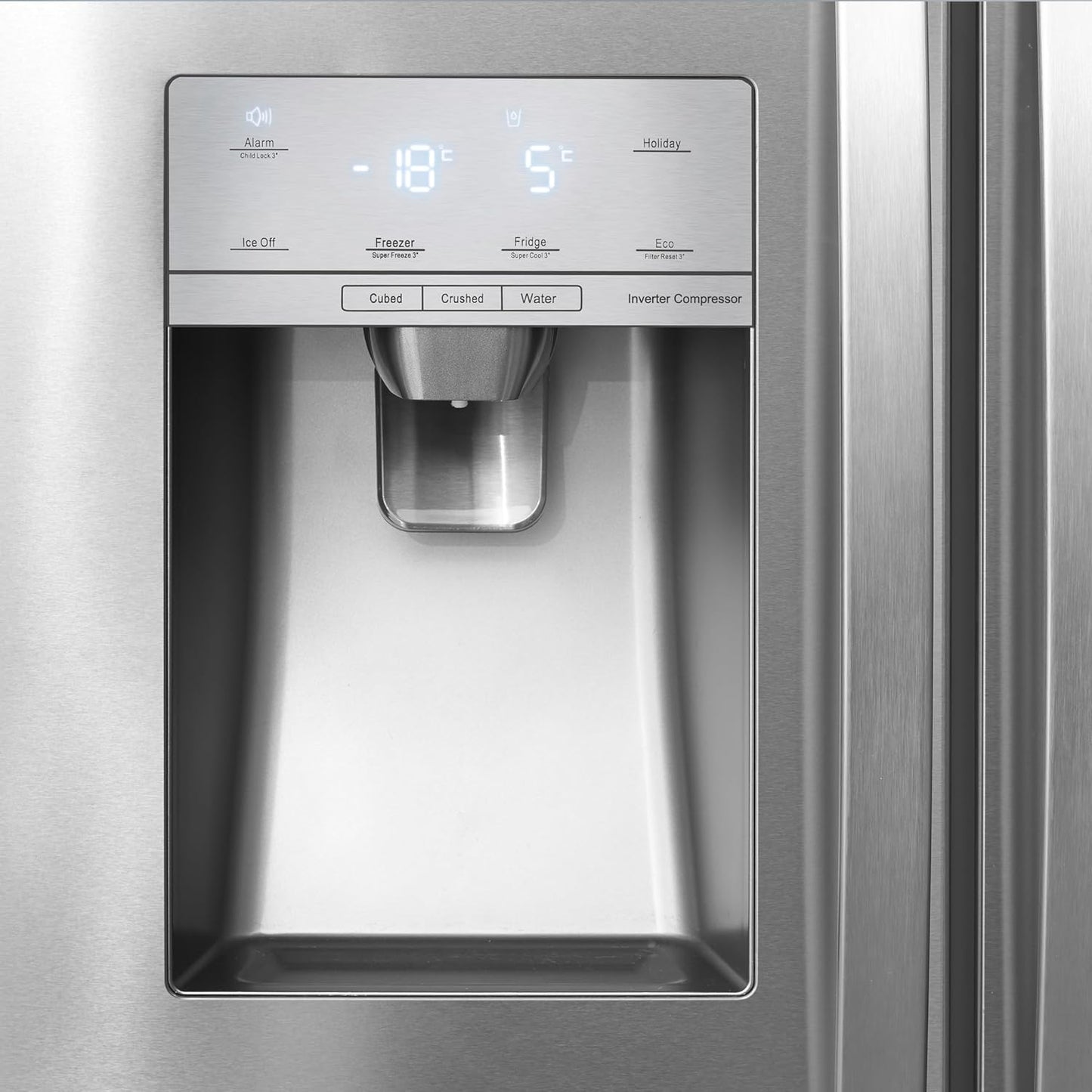 RS694N4ICF Freestanding American Side-By-Side Fridge Freezer - Total No Frost - Plumbed Water and Ice Dispenser - 562 Liters - Stainless Steel - F Rated