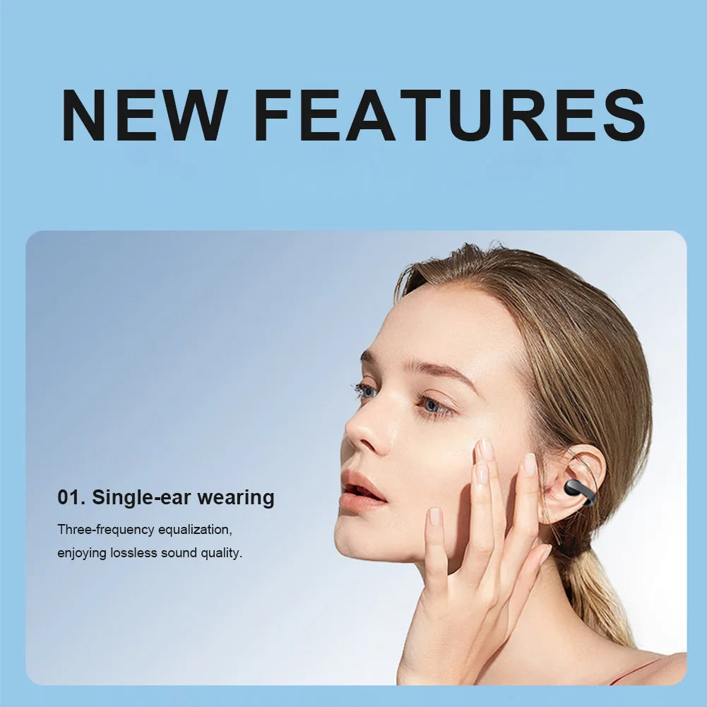 Wireless Ear Clip on Earphone Bluetooth-Compatible 5.4 Headset Noise Canceling Sports Earphones Hifi Stereo Headset for Running