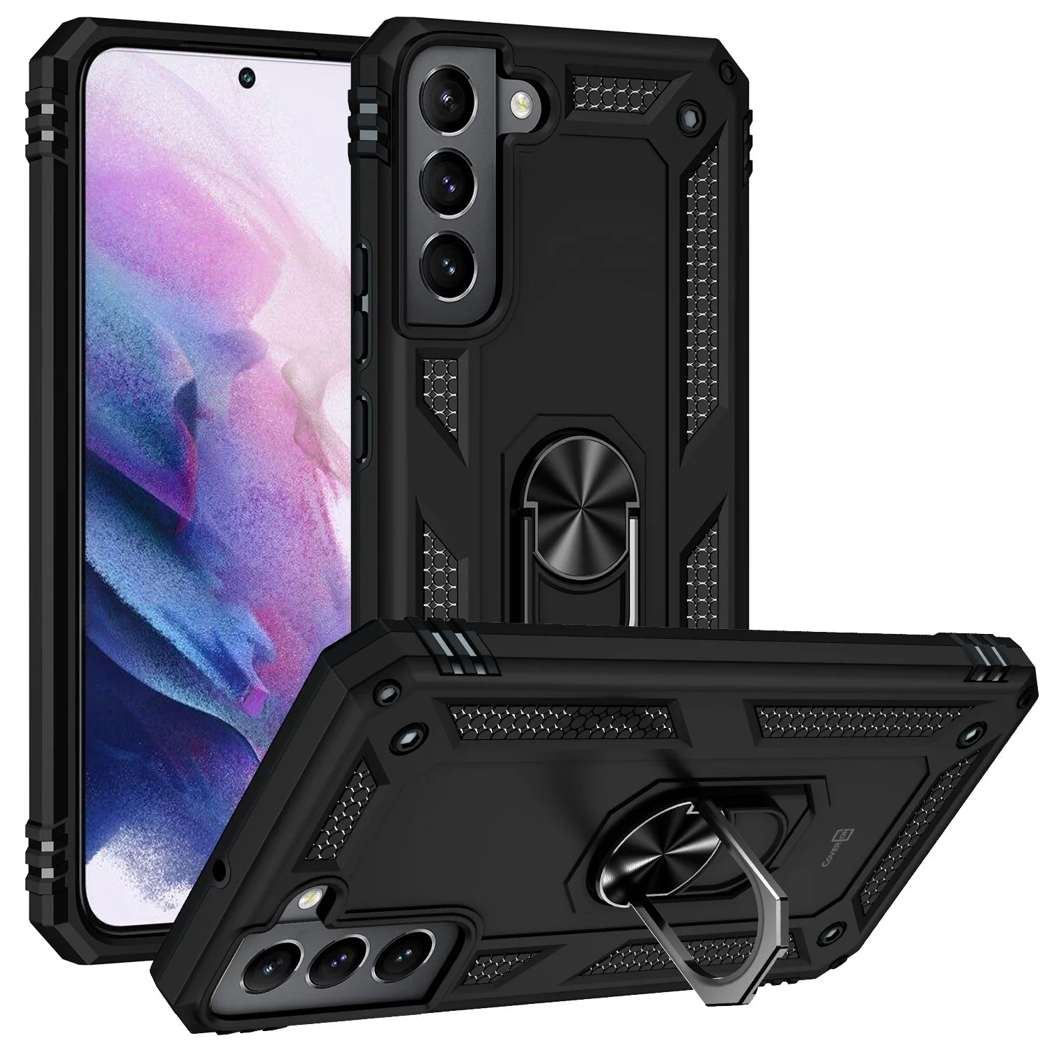 for Samsung Galaxy S22 plus Ring Case, Kickstand Rugged Phone Cover Magnetic Car Mount Compatible - Black