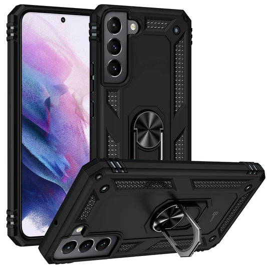 for Samsung Galaxy S22 plus Ring Case, Kickstand Rugged Phone Cover Magnetic Car Mount Compatible - Black