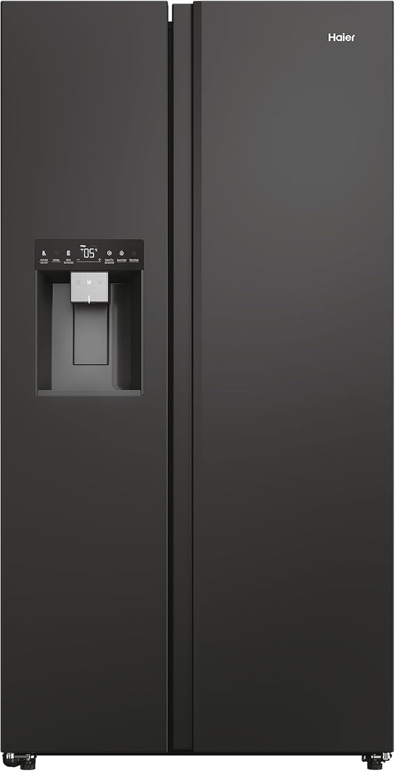 SBS 90 Series 5 Freestanding American Fridge Freezer with Water & Ice Dispenser, Side by Side, Total No Frost, E Class, 601L Total Capacity, Hon App, Slate Black, 91X73X177.5 Cm - HSW59F18EIPT