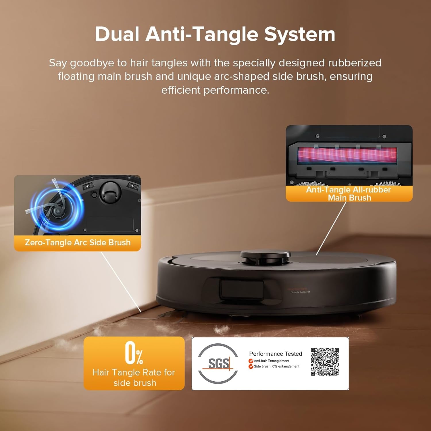 Qrevo Series Robot Vacuum Cleaner with Mop, 10,000Pa Suction, Upgraded from Qrevo S, Dual Anti-Tangle Brushes, Smart Obstacle Avoidance, Auto Mop Washing&Drying, All-In-One Dock,Black(Qv 35S)