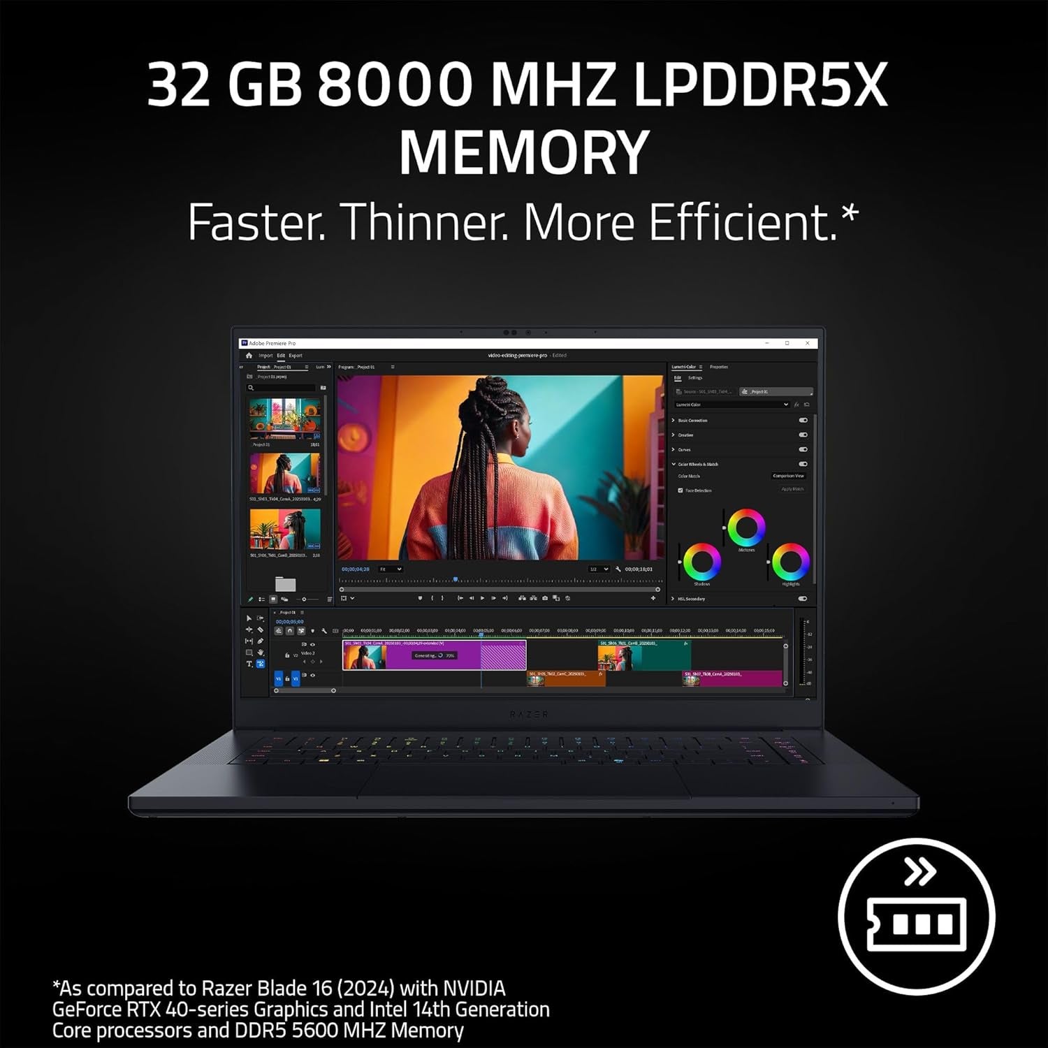 Blade 16 (2025) - 16 Inch AI Gaming Laptop - NVIDIA Geforce RTX 5080 - AMD Ryzen AI 9 365-16" QHD+ 240Hz OLED Display - 32GB LPDDR5X 8000 Mhz - 1TB SSD - Uk-Layout | Black