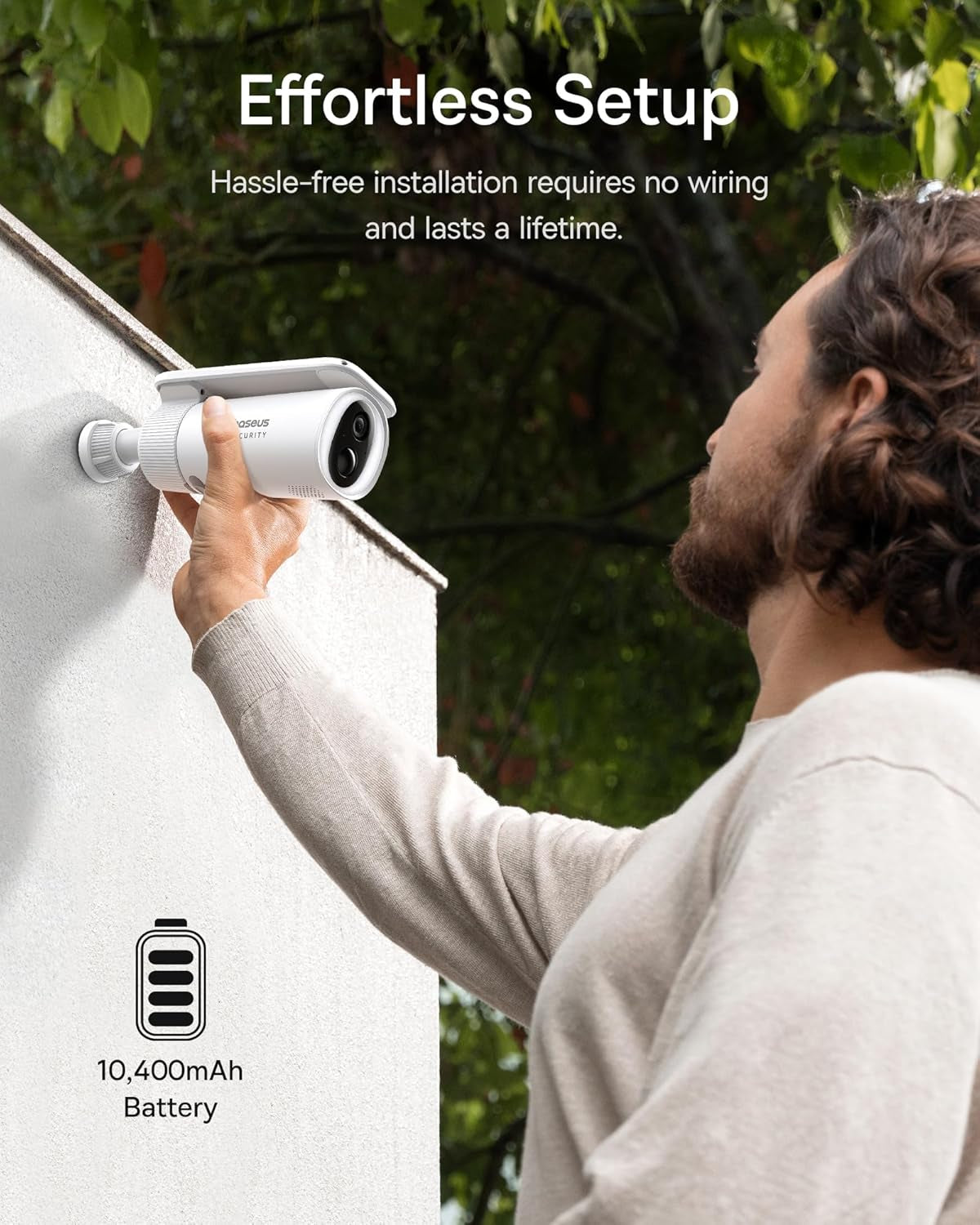 S1 Security Camera Outdoor Wireless with Auto Tilt Solar Panel and Battery Operated, Home Security Wifi Camera, 2K 145° Surveillance, IP67 Waterproof, Color Night Vision, 8GB Local Storage