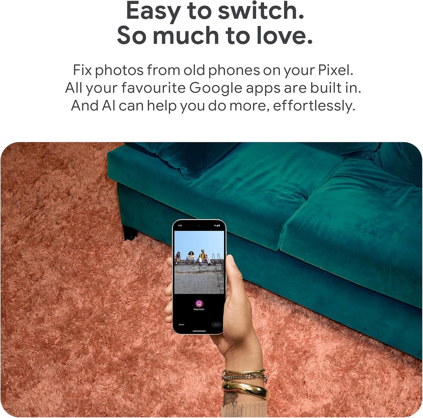 Pixel 9 - Unlocked Android Smartphone with Gemini, Advanced Camera, 24-Hour Battery, and 6.3" Actua Display - Porcelain, 128GB