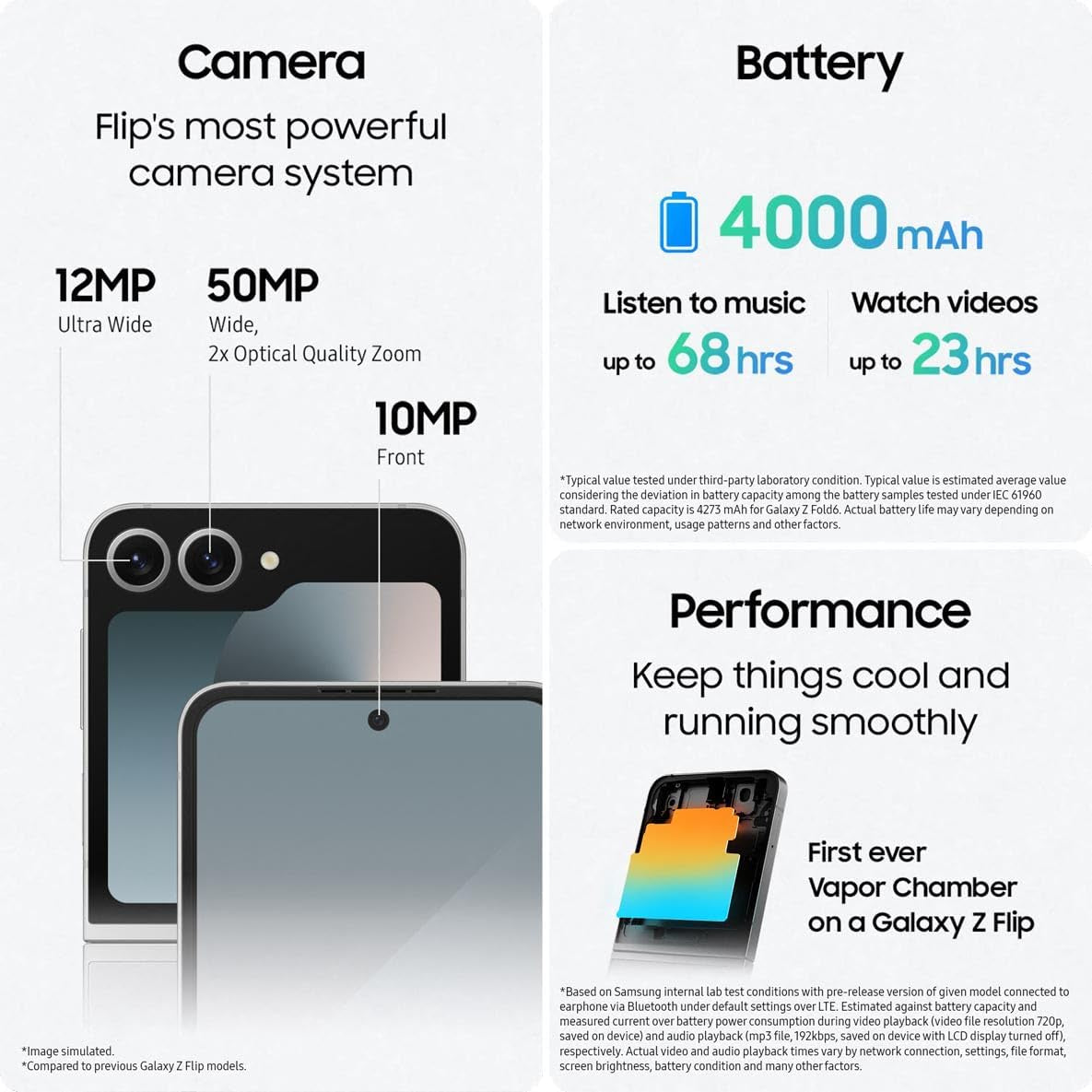 Galaxy Z Flip6 AI Smartphone, Unlocked Android Smartphone, 256GB Storage, 50MP Camera, Blue, 3 Year Manufacturer Extended Warranty (UK Version)