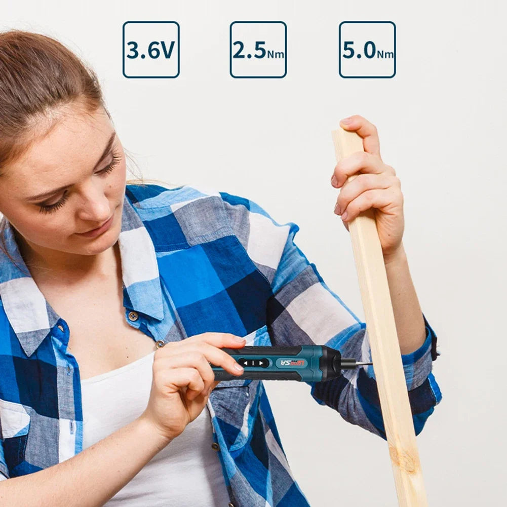 3.6V Cordless Electric Screwdriver Rechargeable 1500Mah Lithium Battery Mini Drill Power Tools Set Household Maintenance Repair