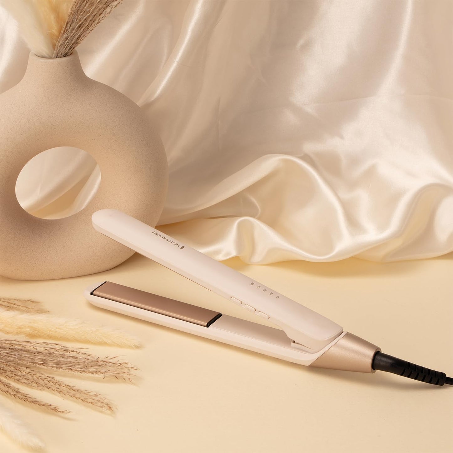 Shea Soft Hair Straightener - 110Mm Floating Coated Plates, Releases Micro-Conditioners to Promote Hairs Natural Shine, Digital Control with 5 Settings from 150-230°C,Storage Pouch, S4740