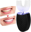 U-Shaped Adult Toothbrush,T Electric Sonic Toothbrush Automatic Cleaning Toothbrush Oral Care Tool with Food Grade Silicone Brush Head(Black)