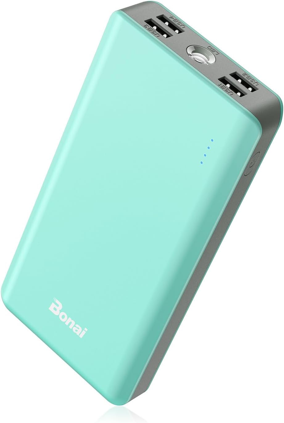 Portable Charger, 30000Mah Capacity External Battery Pack with Flashlight & 4-USB Outputs & Dual Inputs & 2 8-Pin Cables, Power Bank Fast Charging for Iphone Android Phone Ipad Etc-Green