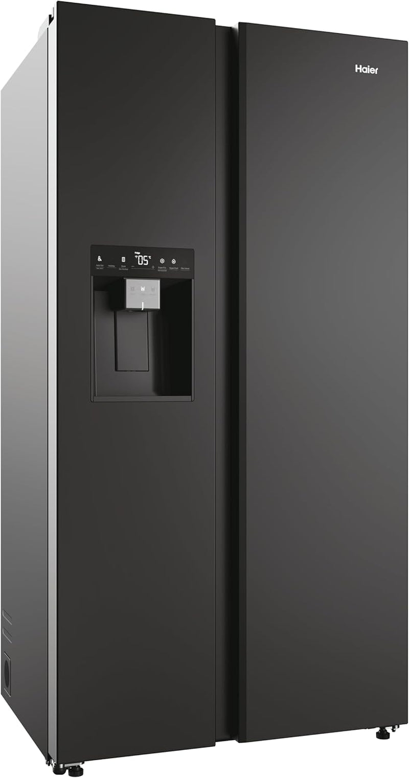 SBS 90 Series 5 Freestanding American Fridge Freezer with Water & Ice Dispenser, Side by Side, Total No Frost, E Class, 601L Total Capacity, Hon App, Slate Black, 91X73X177.5 Cm - HSW59F18EIPT