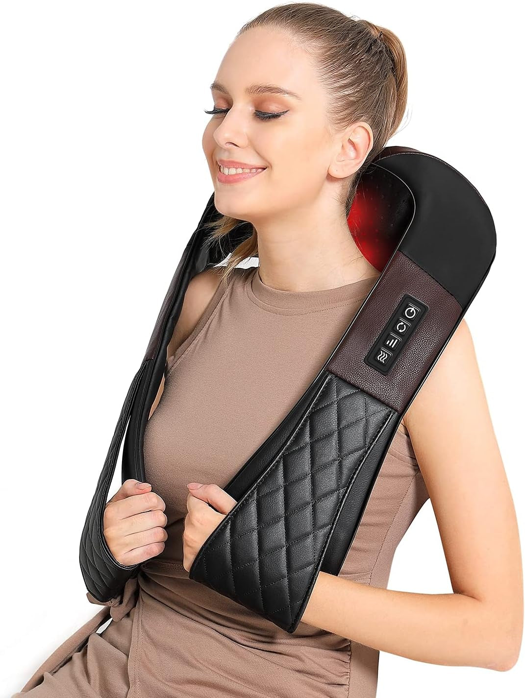 Shiatsu Back, Shoulder, and Neck Massager with Heat - Electric Deep Tissue 4D Kneading Massager for Pain Relief - Ideal Gift for Men, Women, Parents - Suitable for Home, Office, and Car Use by Sertex