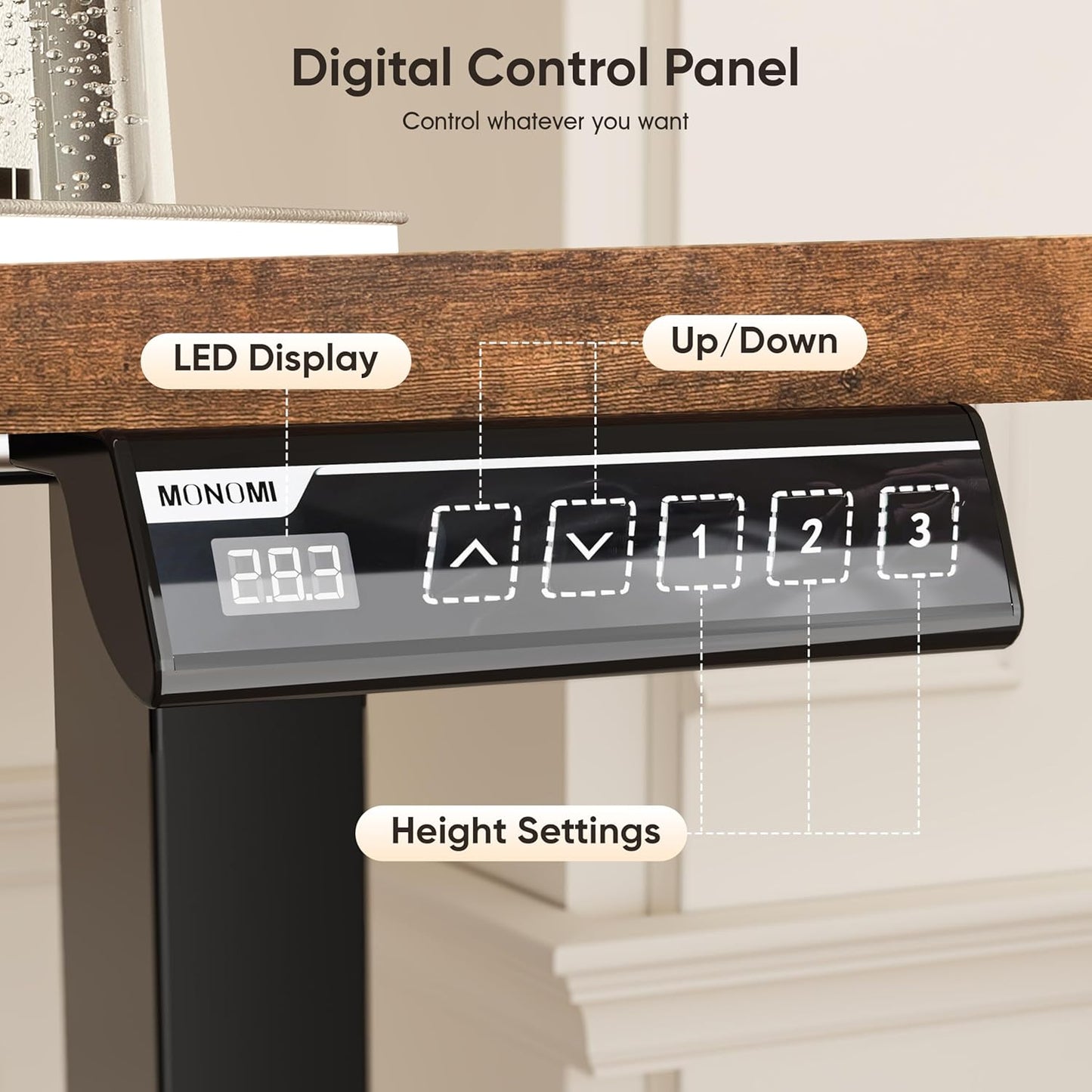 55" Electric Standing Desk,Height Adjustable Home Office Sit Stand up Computer PC Table,Tall Standup Workstation, Gaming Writing Study Bedroom Rising Desks,Brown