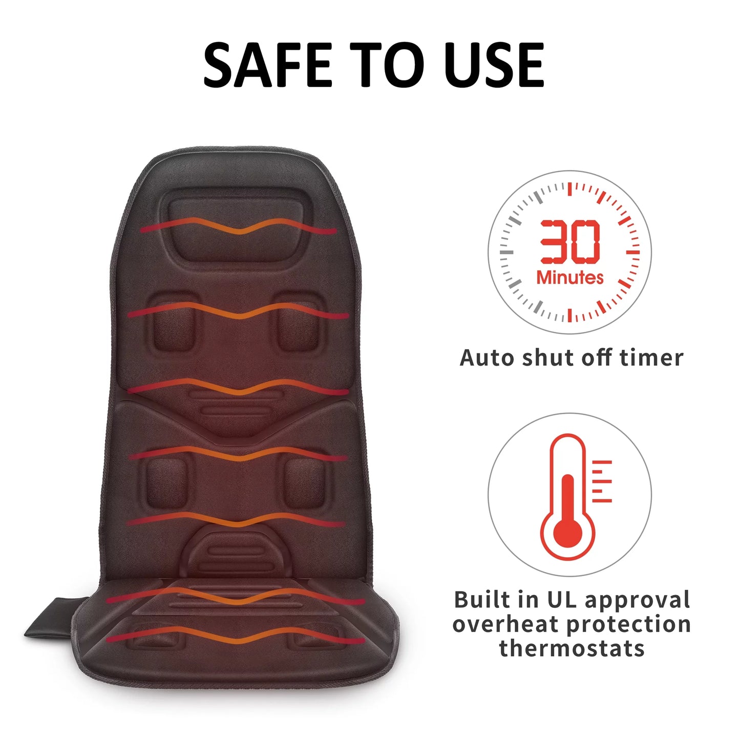Motors Massage Seat Cushion with 3 Level Heating Pad, Back Massager Chair Pad, Gifts